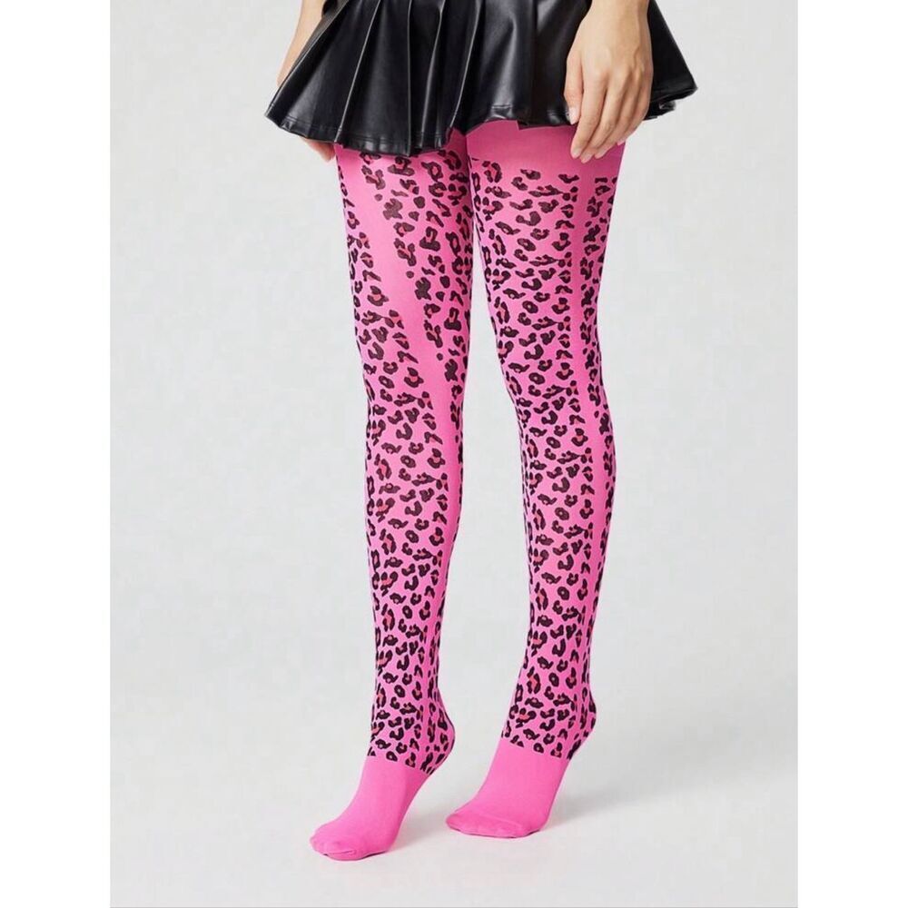 Pink Cheetah Patterned Tights - Picture 2 of 5